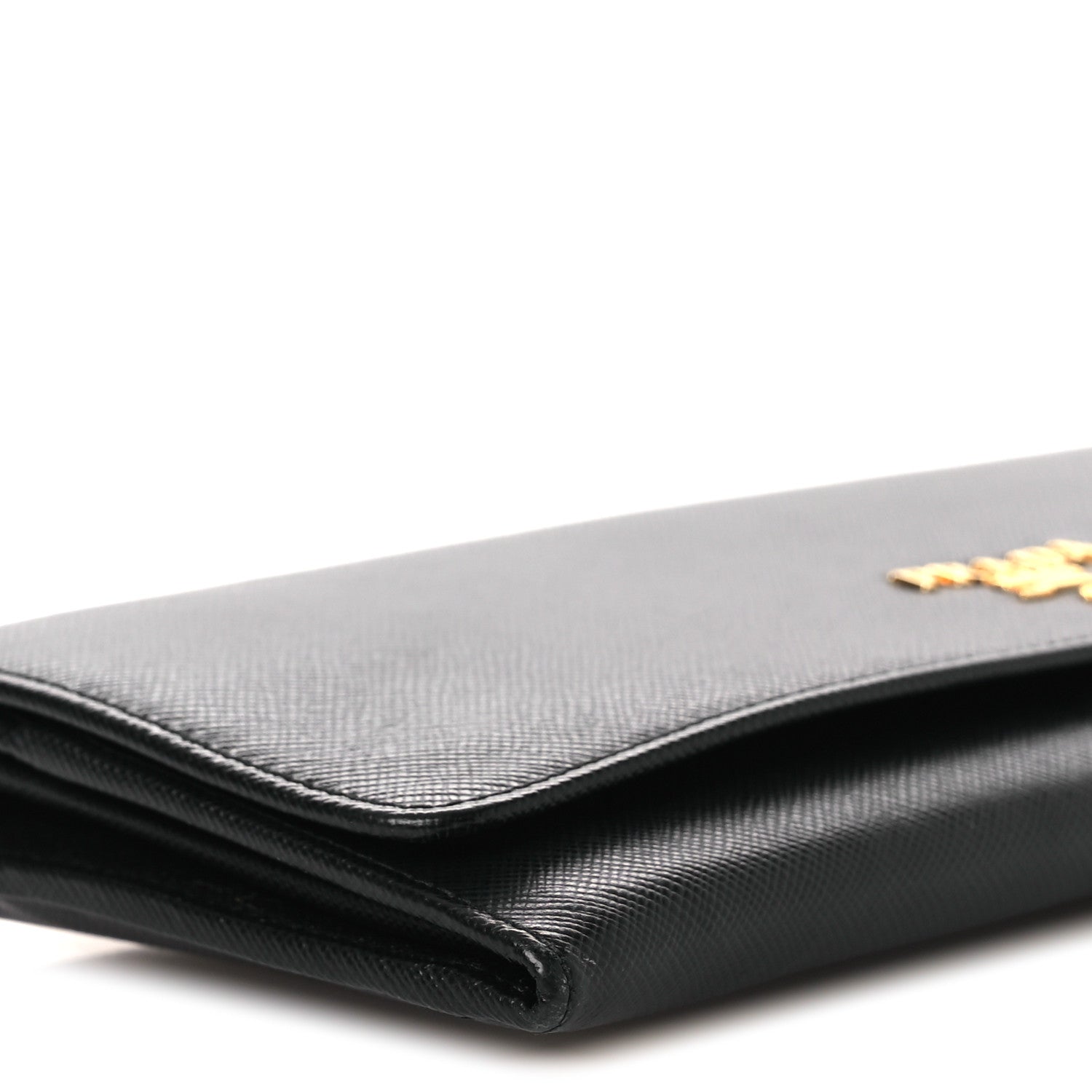 Saffiano Metal Oro Chain Wallet Black