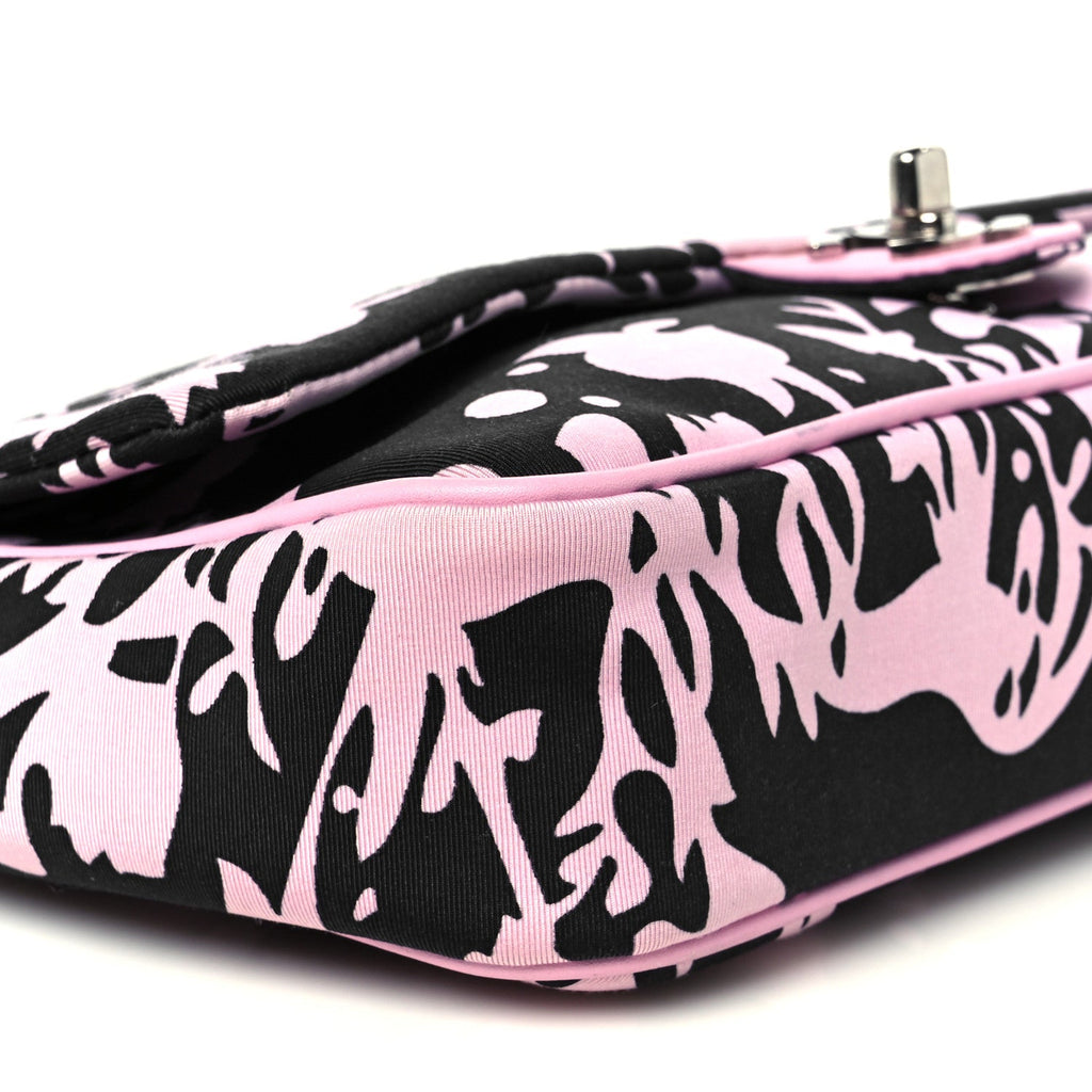 Printed Fabric East West Flap Black Pink