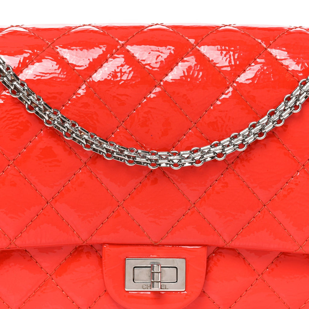 Distressed Patent Quilted 2.55 Reissue Flap Red