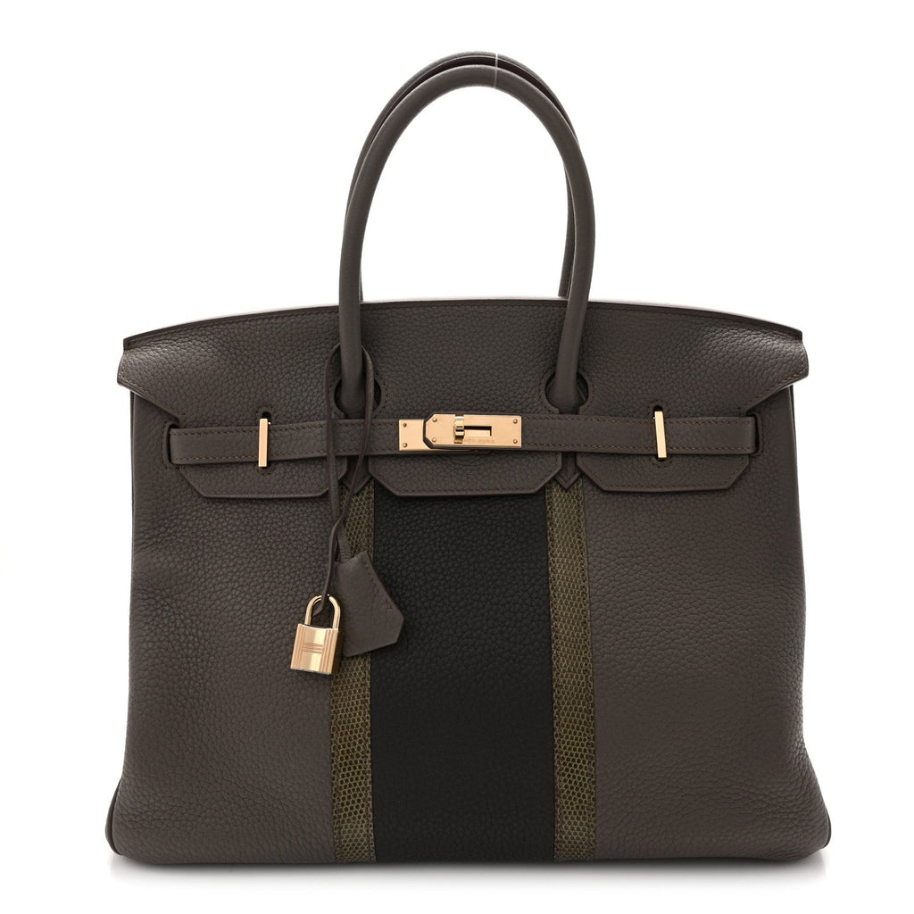 Taurillon Clemence Lizard Club Birkin 35 Etain Graphite