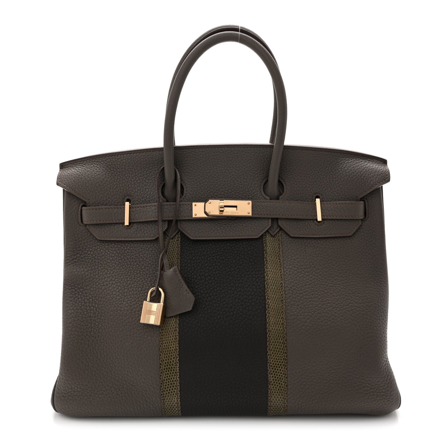 Taurillon Clemence Lizard Club Birkin 35 Etain Graphite