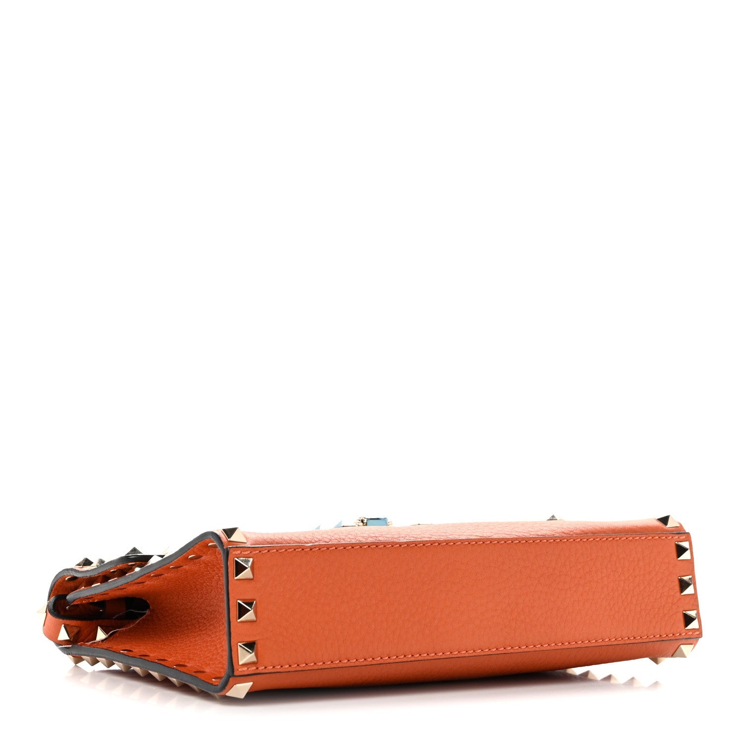 Pebbled Calfskin Medium Rockstud Flip Lock Crossbody Bag Orange