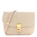 Goatskin Medium Classic Box Flap Bag White