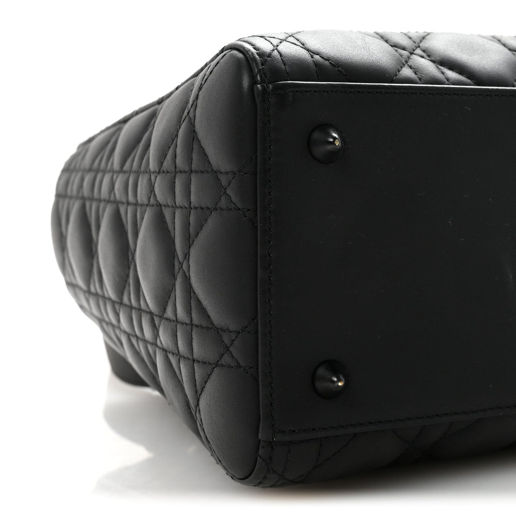 Ultra Matte Calfskin Cannage Medium Lady Dior Black