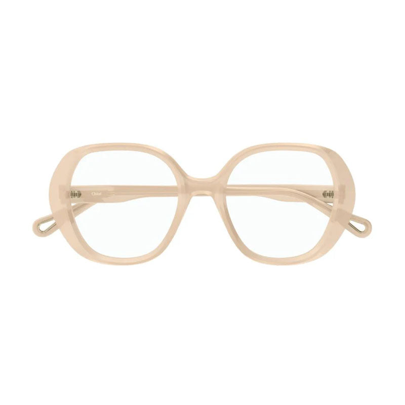 Chloe Eyeglasses Square Full Rim, Shiny Nude Frame and Clear Demo Lens Lens CH0053O004