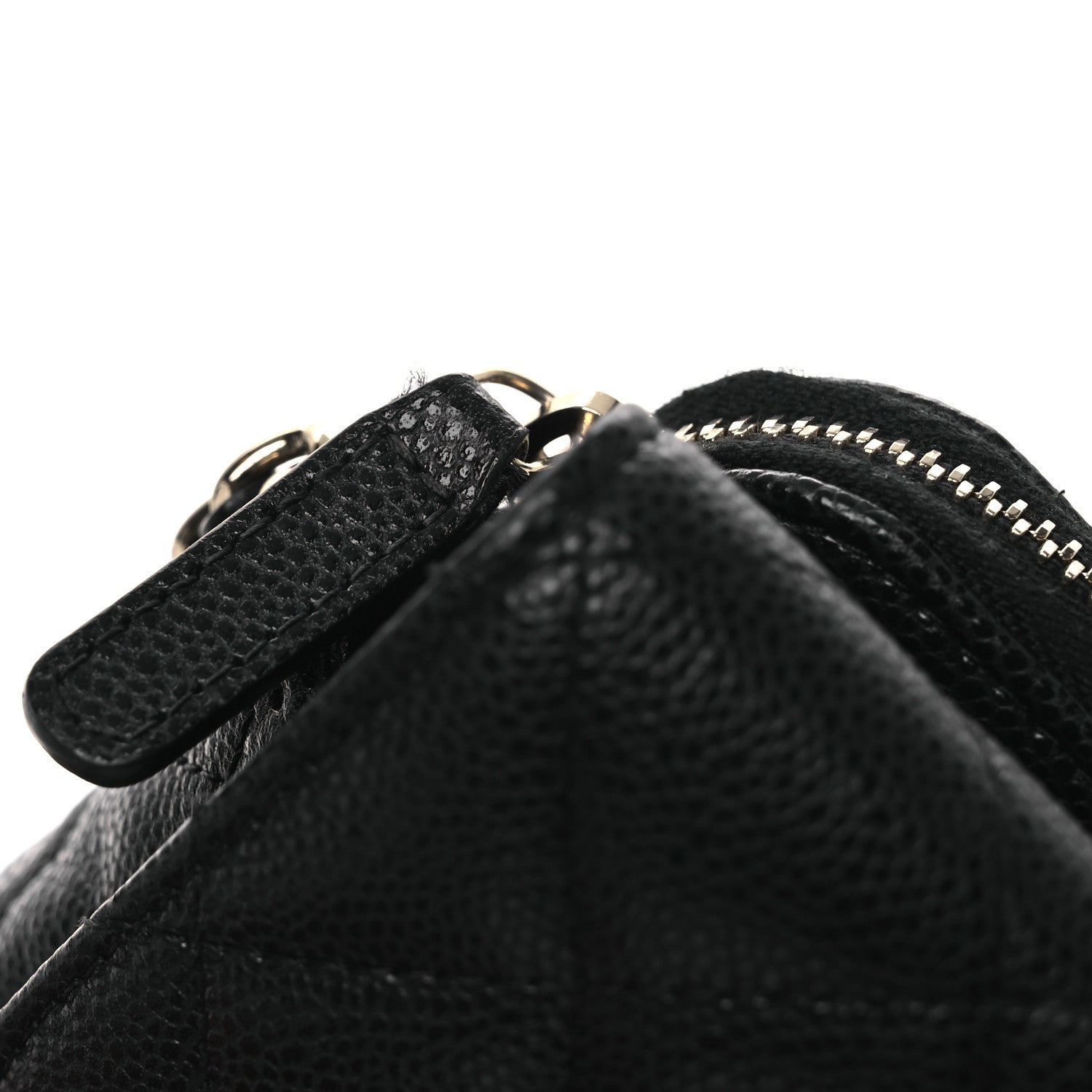 Caviar Quilted Flap Phone Holder With Chain Black