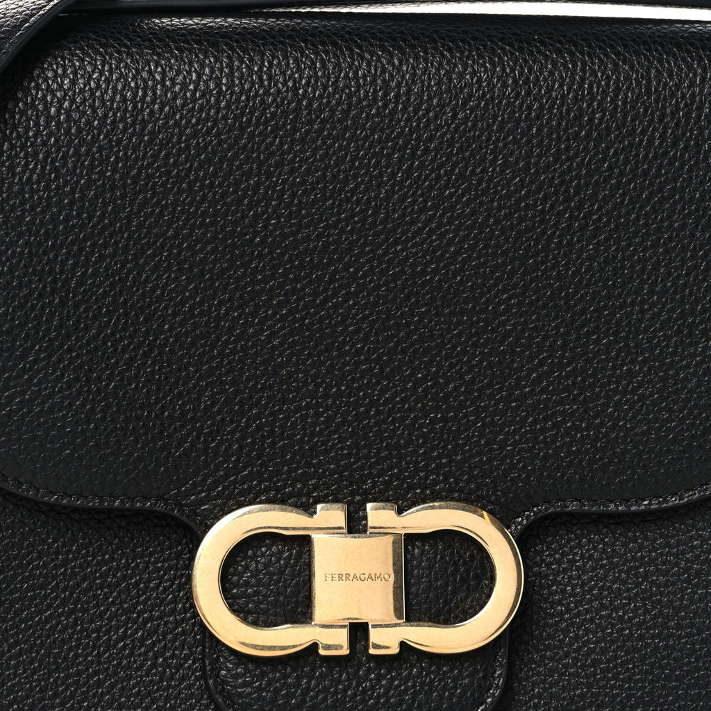Calfskin Double Gancini Crossbody Black
