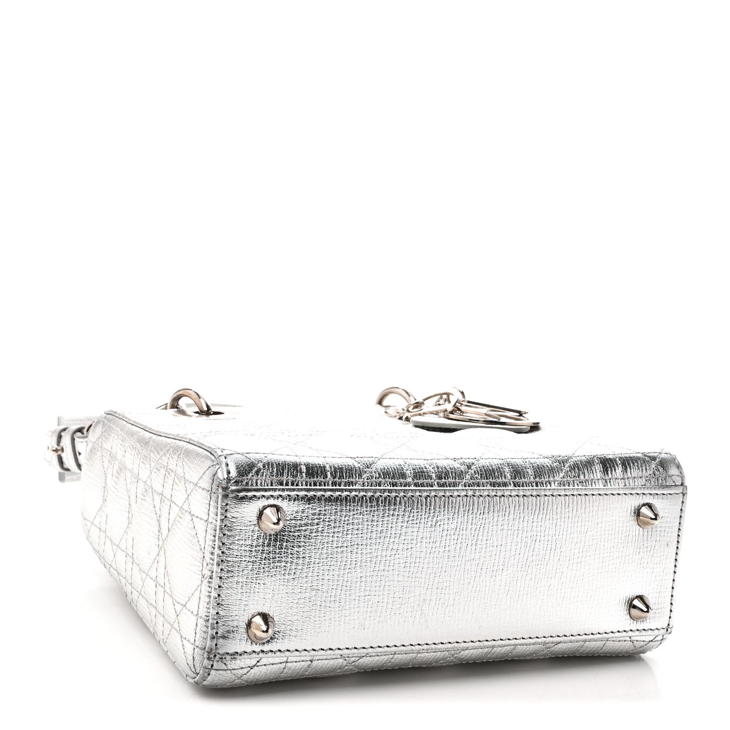 Metallic Grained Calfskin Cannage Small My ABCDior Lady Dior Silver
