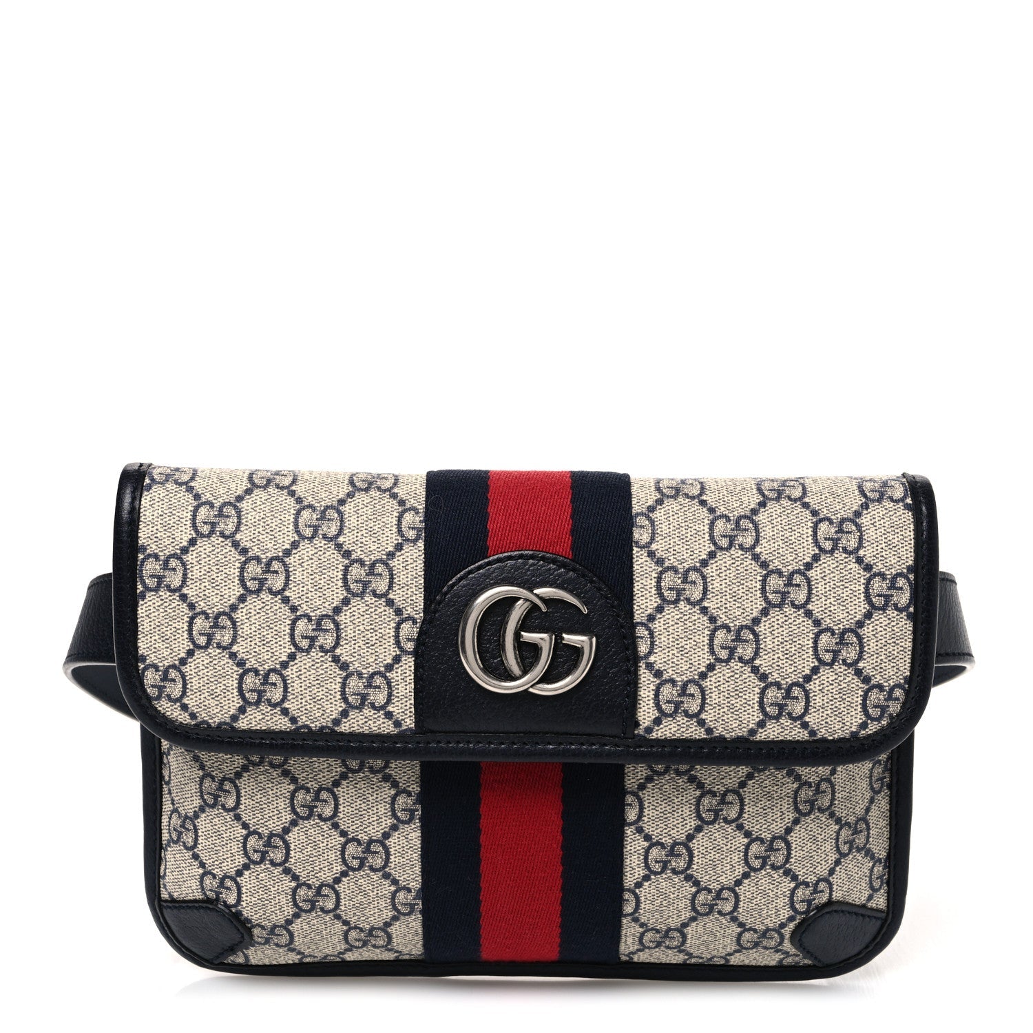 GG Supreme Monogram Web Small Ophidia Belt Bag 95 38 Beige Navy