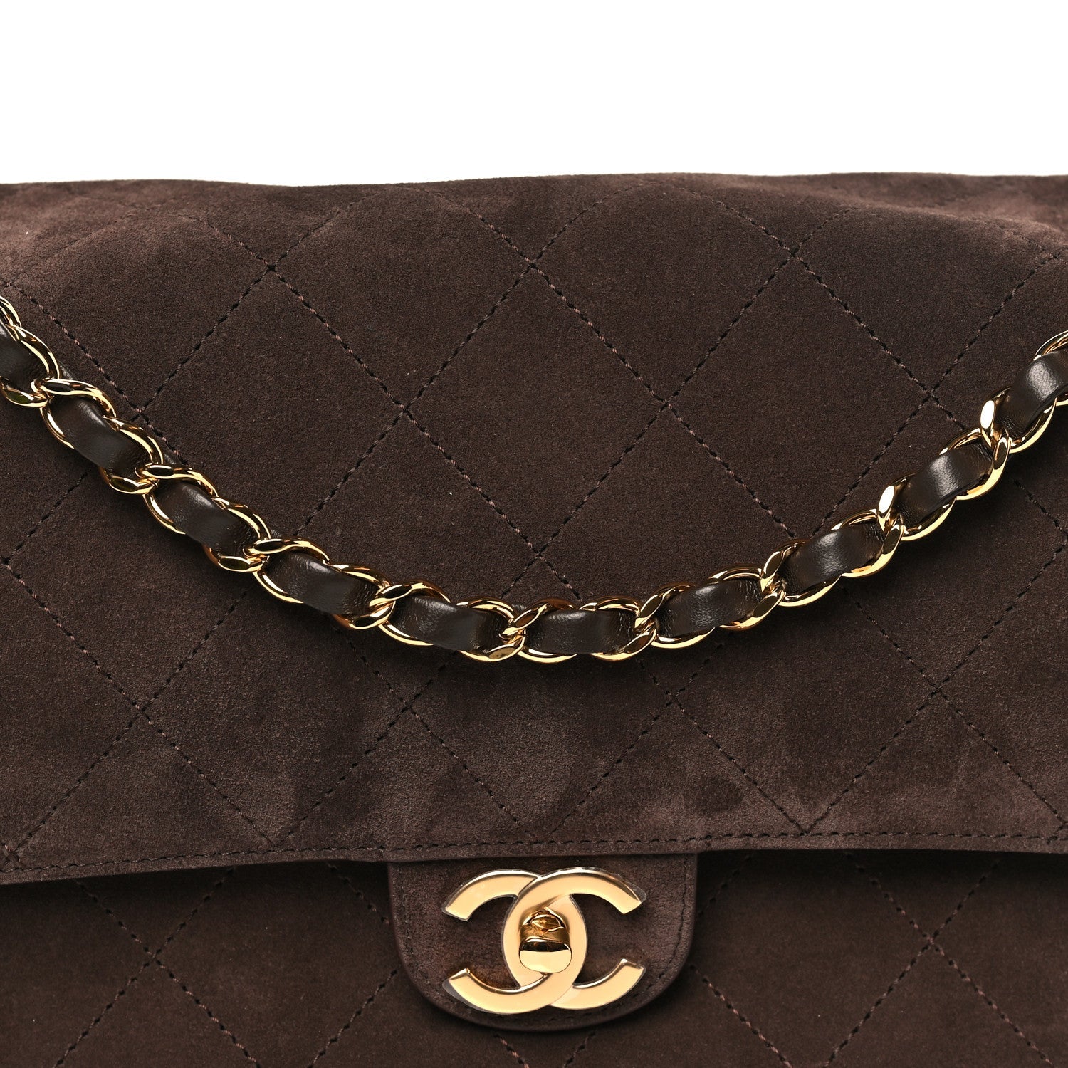 Suede Calfskin Small Souplissimo Maxi Flap Dark Brown Dark Brown