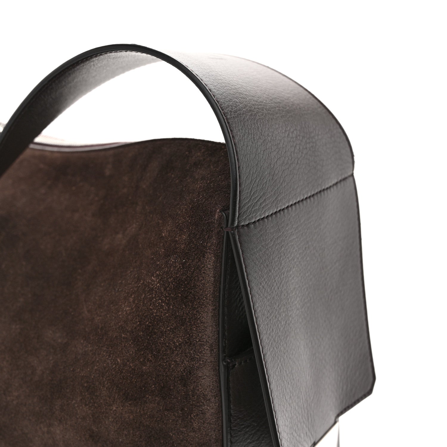 Suede Calfskin Gancini Twins Slouchy Crossbody Bag Brown