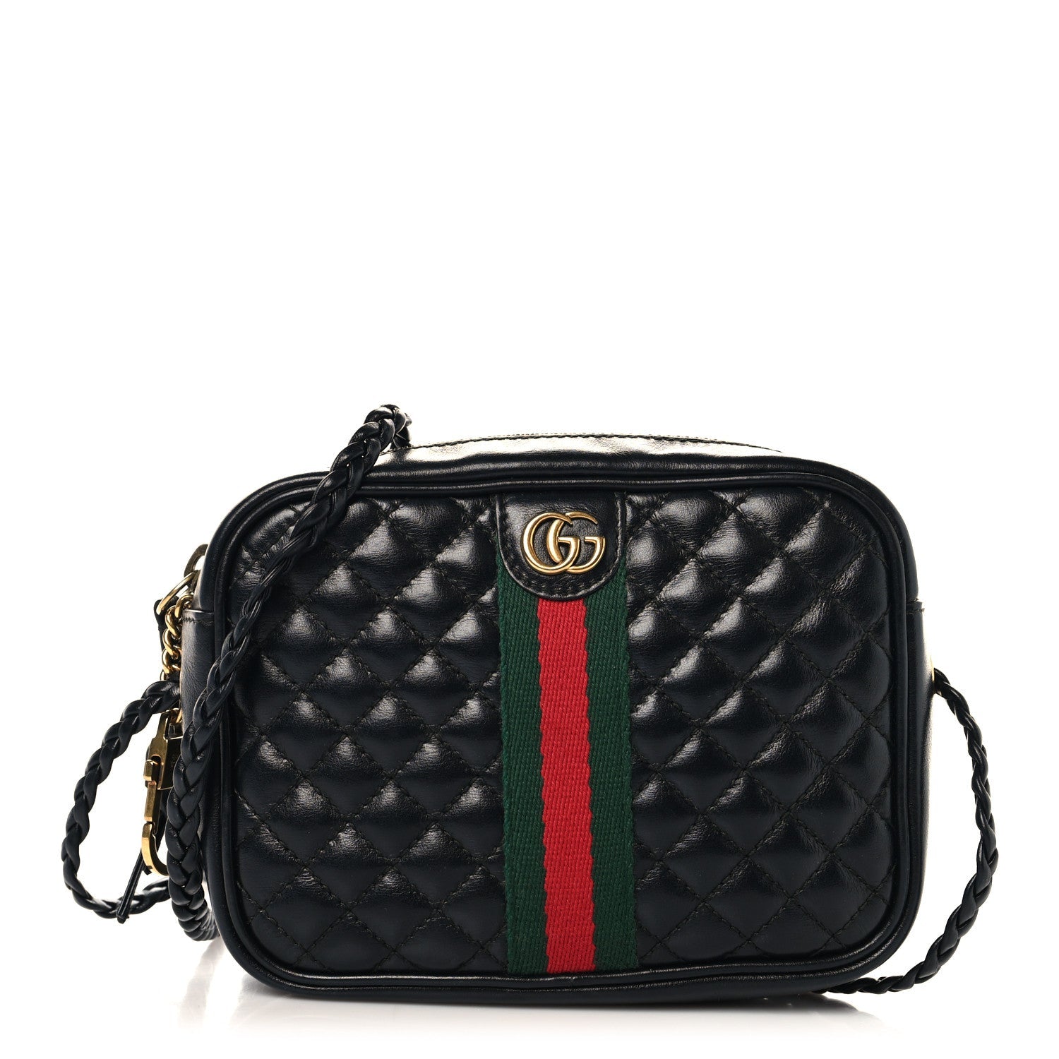 Calfskin Trapuntata Web Mini GG Shoulder Bag Black