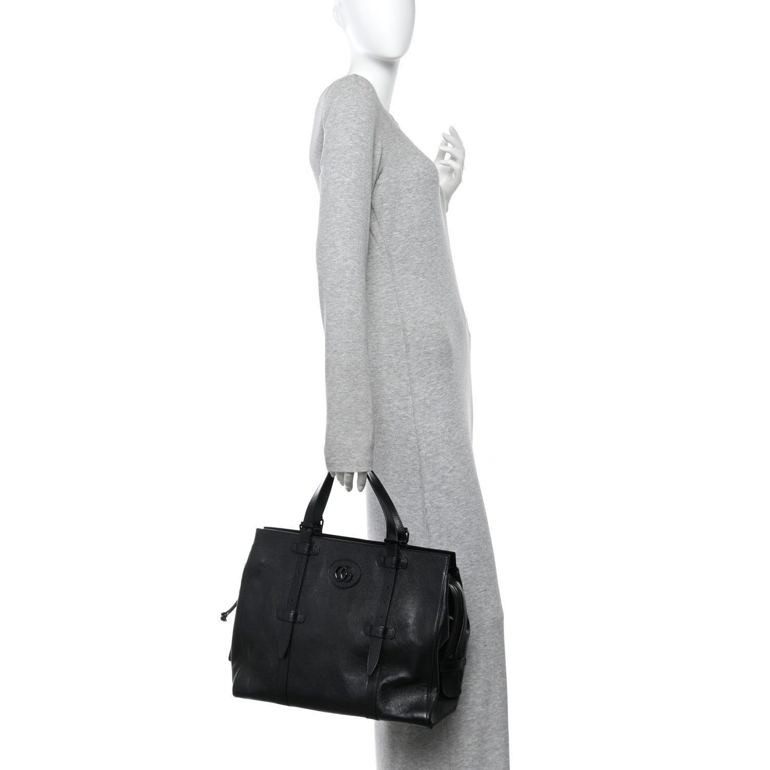 Piuma Lux Energy Monochrome Tonal GG Medium Tote Bag Black