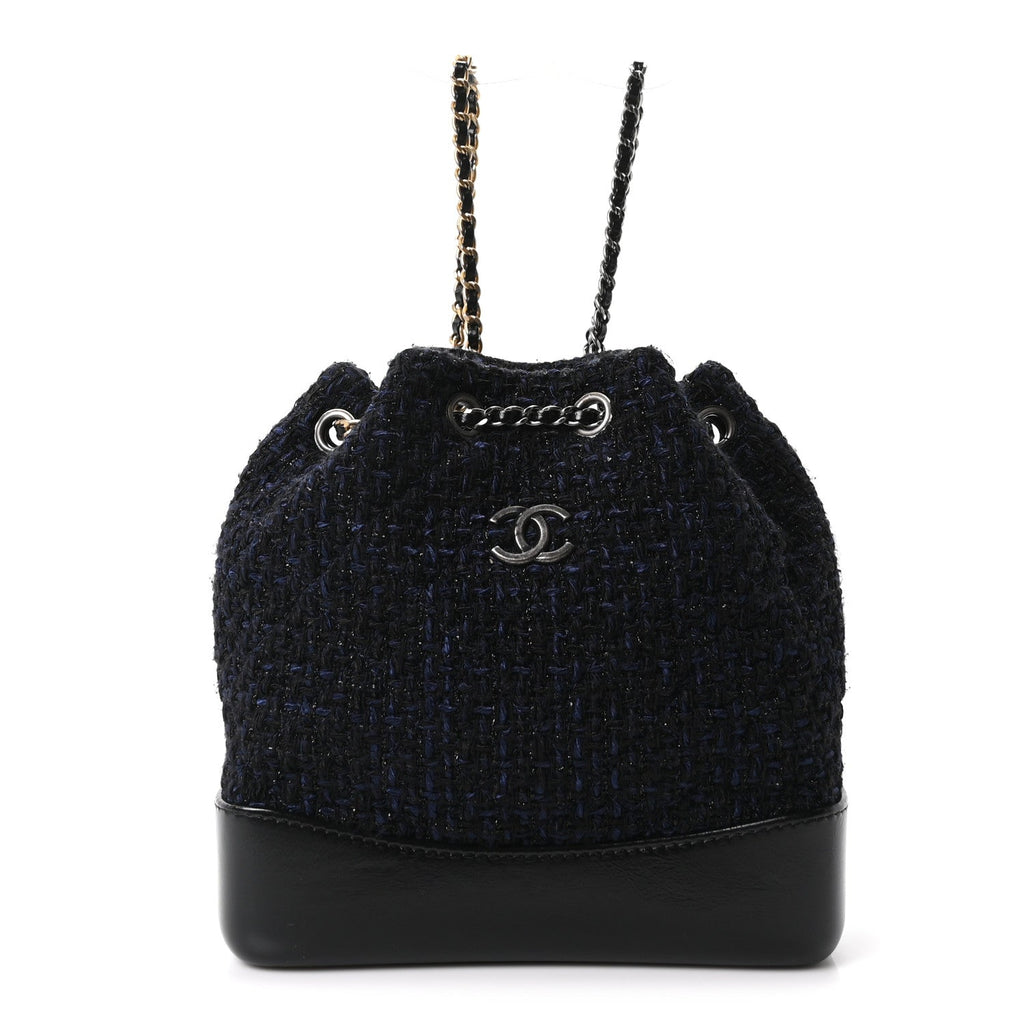 Tweed Calfskin Quilted Gabrielle Backpack Blue Multicolor