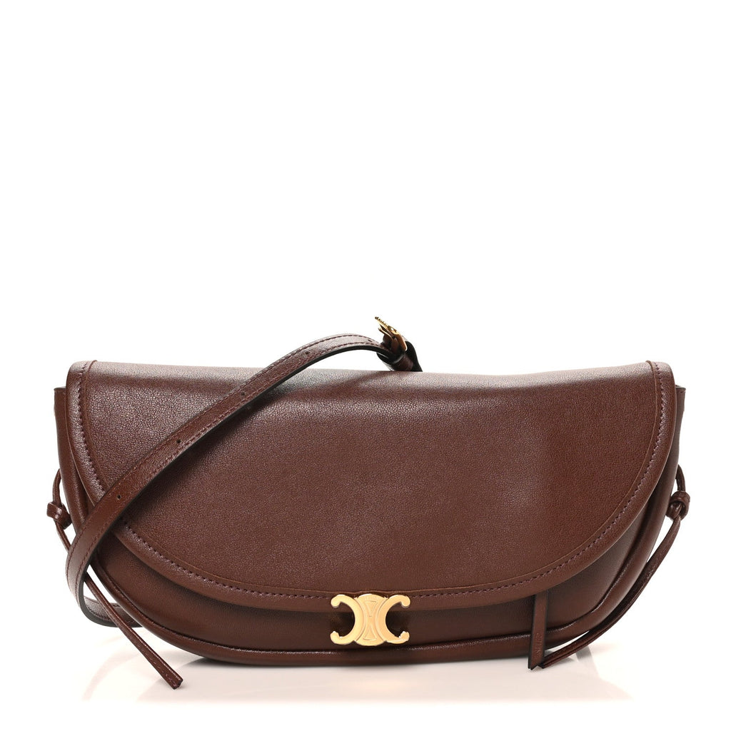 Shiny Lambskin Soft Triomphe Little Half Moon Bag Brick