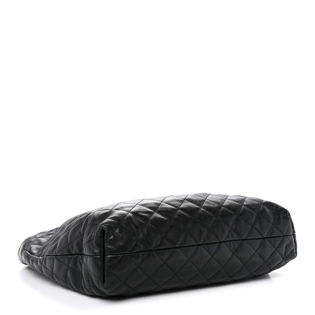 Lambskin Quilted Maxi Icare Shopping Tote Black