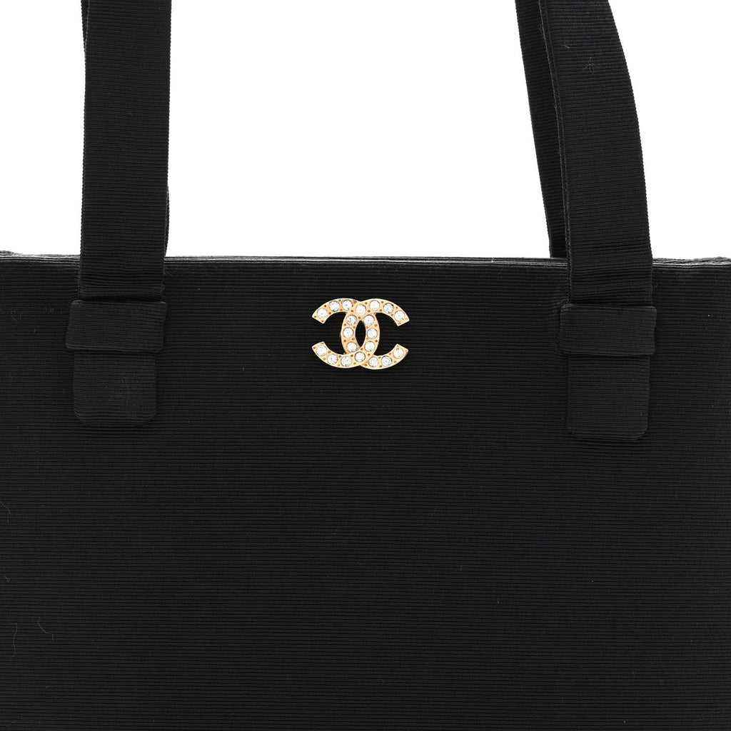 Grosgrain Crystal CC Evening Bag Black