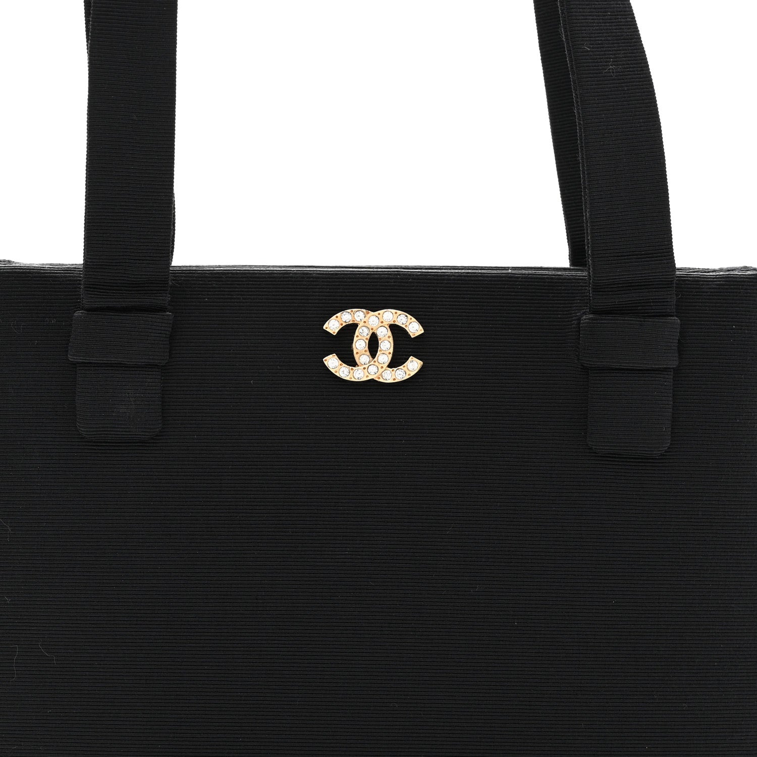 Grosgrain Crystal CC Evening Bag Black