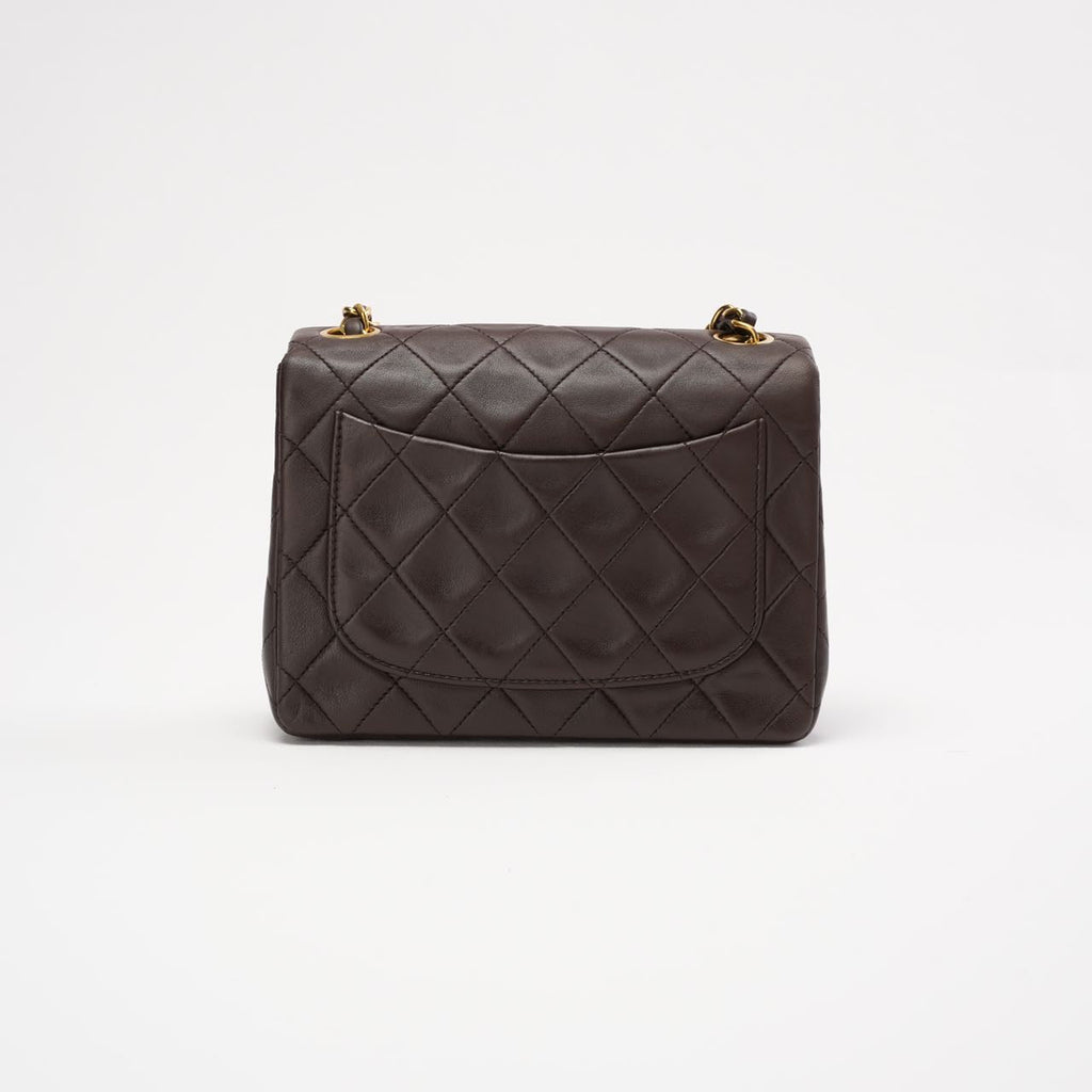 “Rare” Chanel Timeless Mini Square Flap Lamb Brown 1994