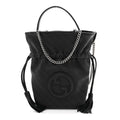 Sakai Be Green Calfskin Diagonal Stitched Mini Blondie Bucket Bag Black