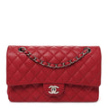 Caviar Quilted Medium Double Flap Dark Red