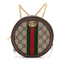 GG Supreme Monogram Web Mini Ophidia Round Shoulder Bag Brown