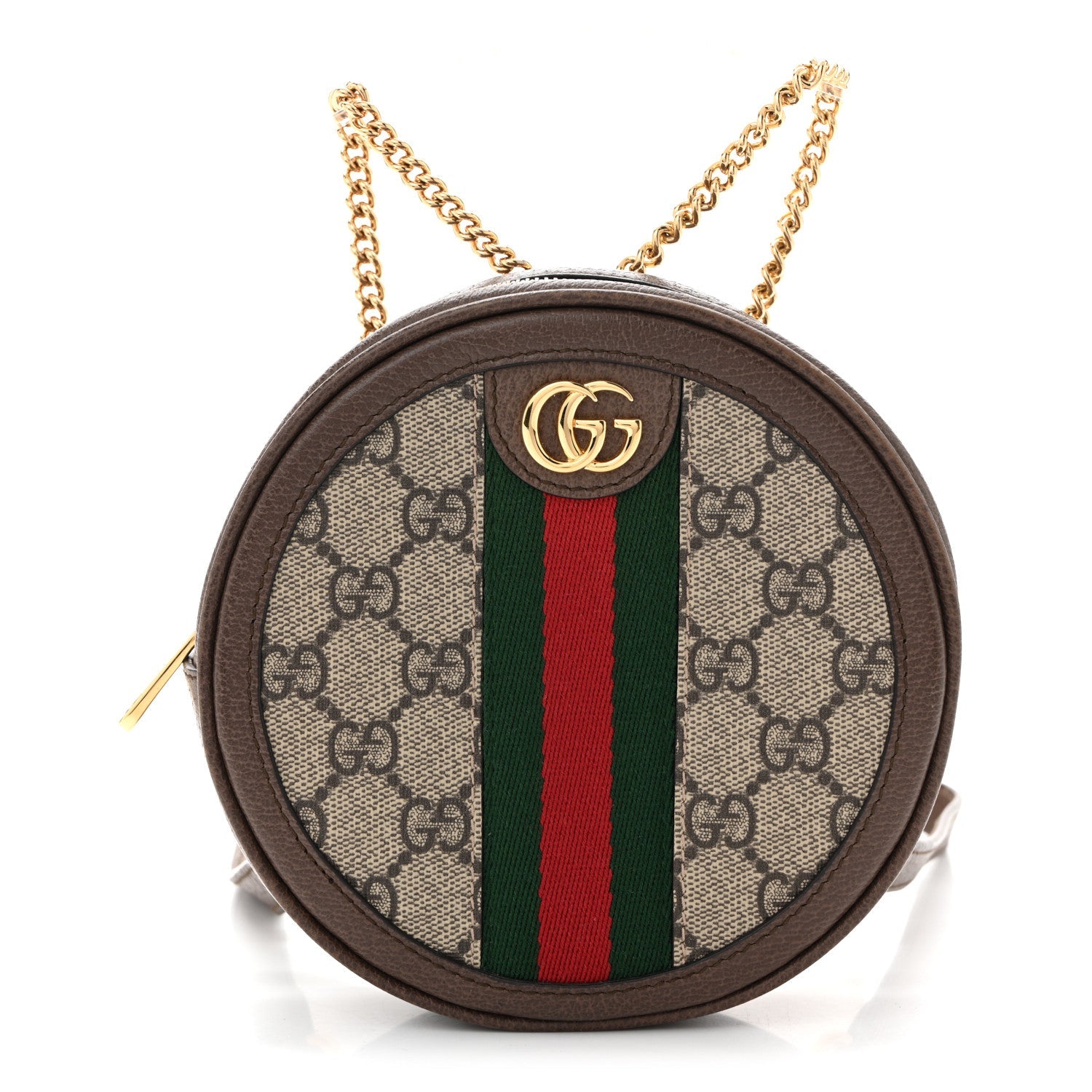 GG Supreme Monogram Web Mini Ophidia Round Shoulder Bag Brown