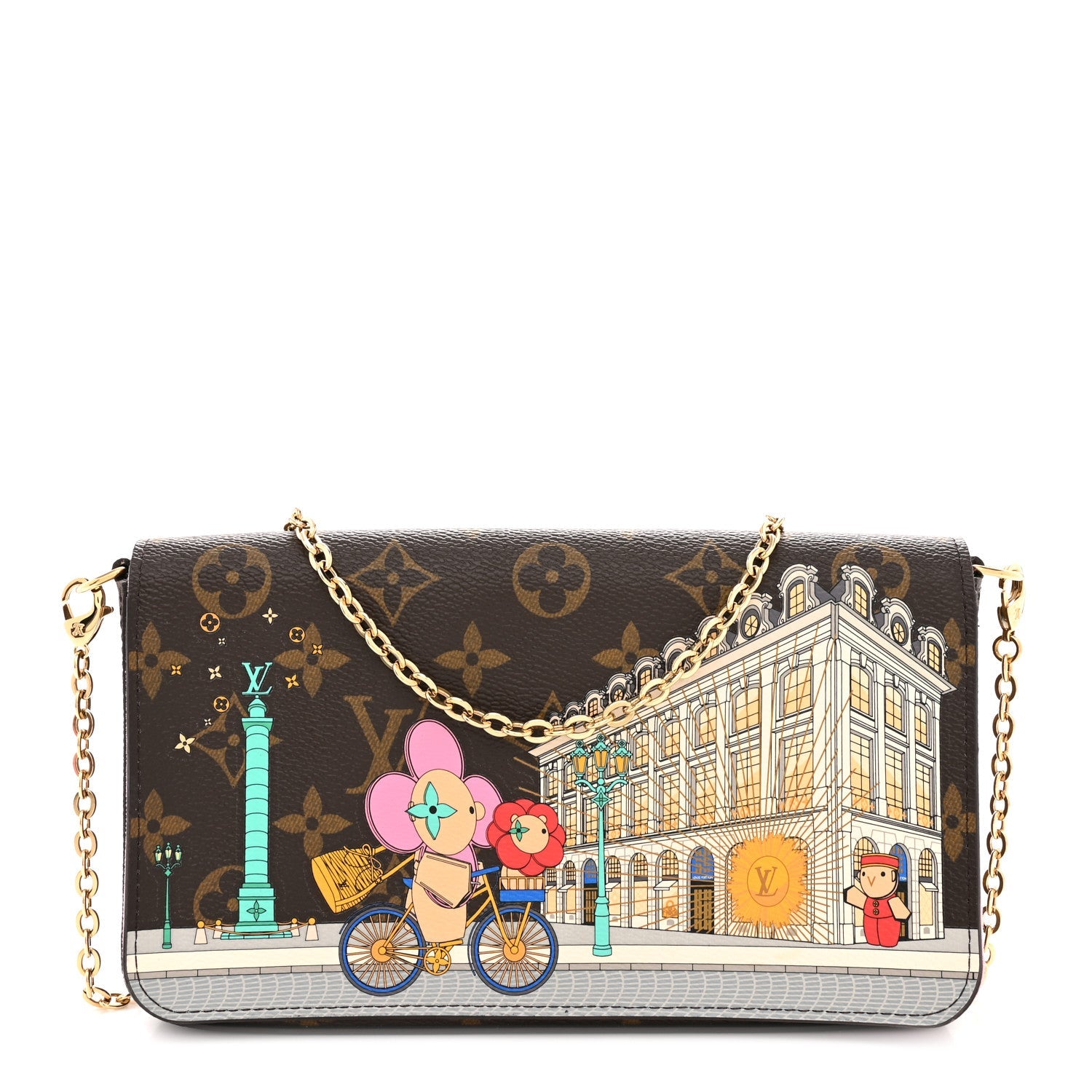 Monogram 2022 Christmas Animation Paris Pochette Felicie Chain Wallet Pink