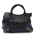 Chevre Gold Metallic Edge Hardware Town Bleu Nuit Dark Sea