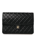 Lambskin Quilted Flap Clutch Black