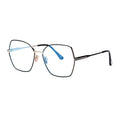 Tom Ford Eyeglasses Butterfly Full Rim, Shiny Light Ruthenium Frame and Blue Light Block Lenses Lens FT5876-B014