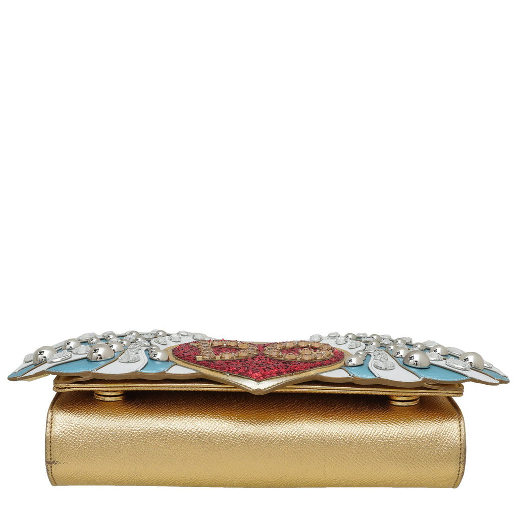 Dolce & Gabbana Metallic Gold Angel Chain Clutch Bag
