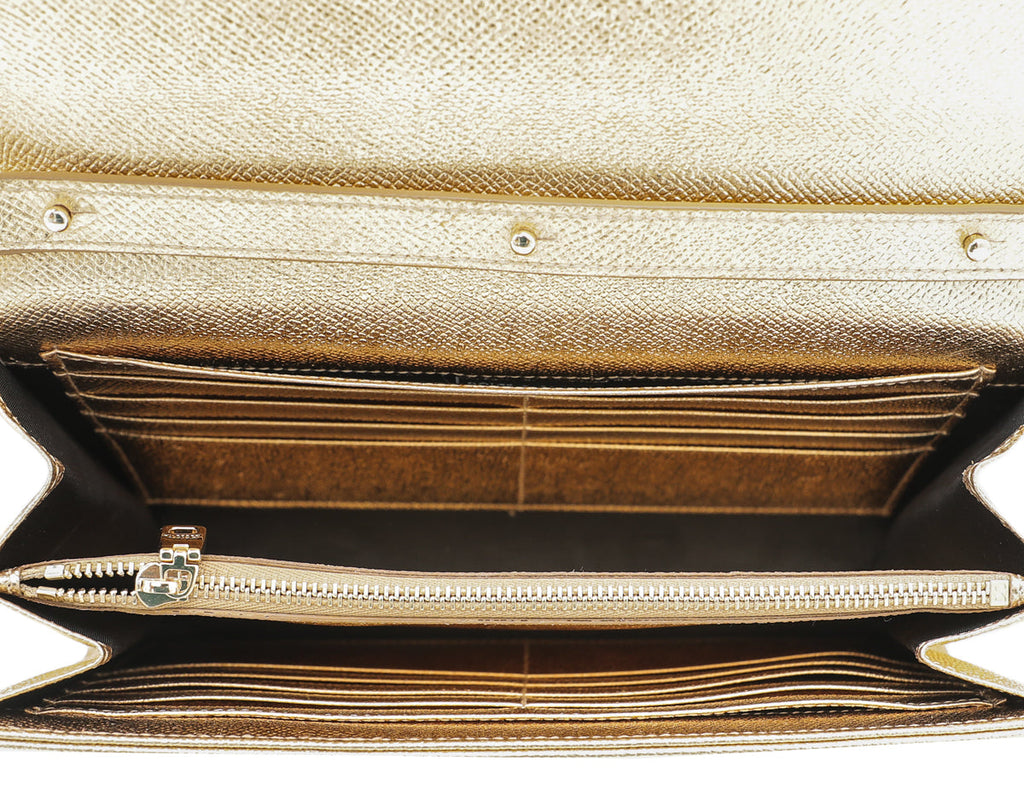 Dolce & Gabbana Metallic Gold Angel Chain Clutch Bag