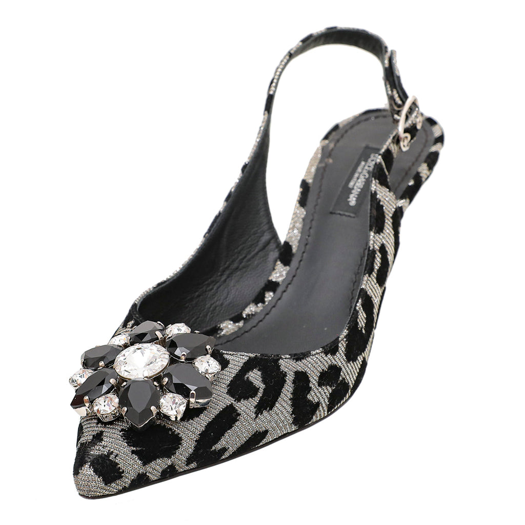 Dolce & Gabbana Bicolor Glitter Bellucci Crystal Slingback 37