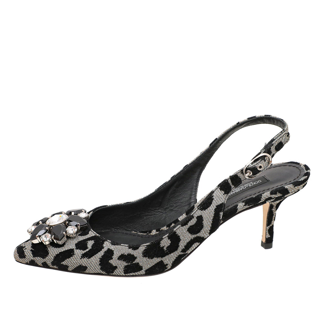 Dolce & Gabbana Bicolor Glitter Bellucci Crystal Slingback 37