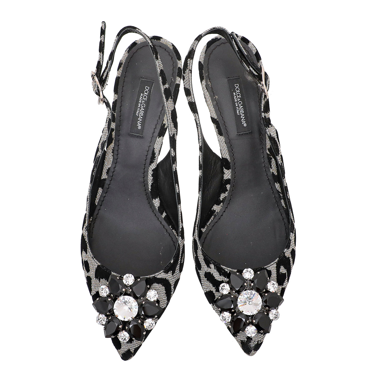 Dolce & Gabbana Bicolor Glitter Bellucci Crystal Slingback 37