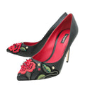 Dolce & Gabbana Black Kate Flower Embroidered Pump 39