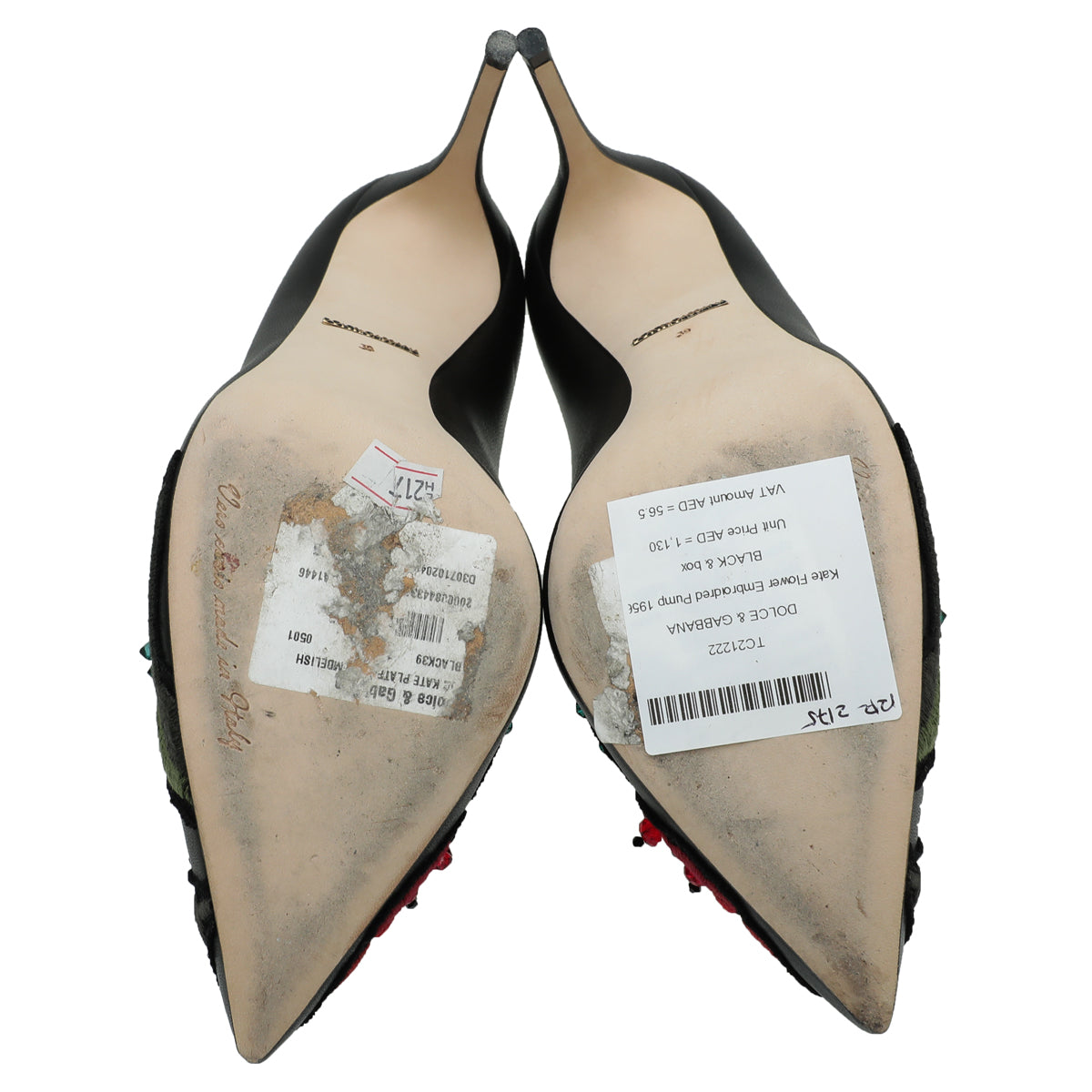 Dolce & Gabbana Black Kate Flower Embroidered Pump 39