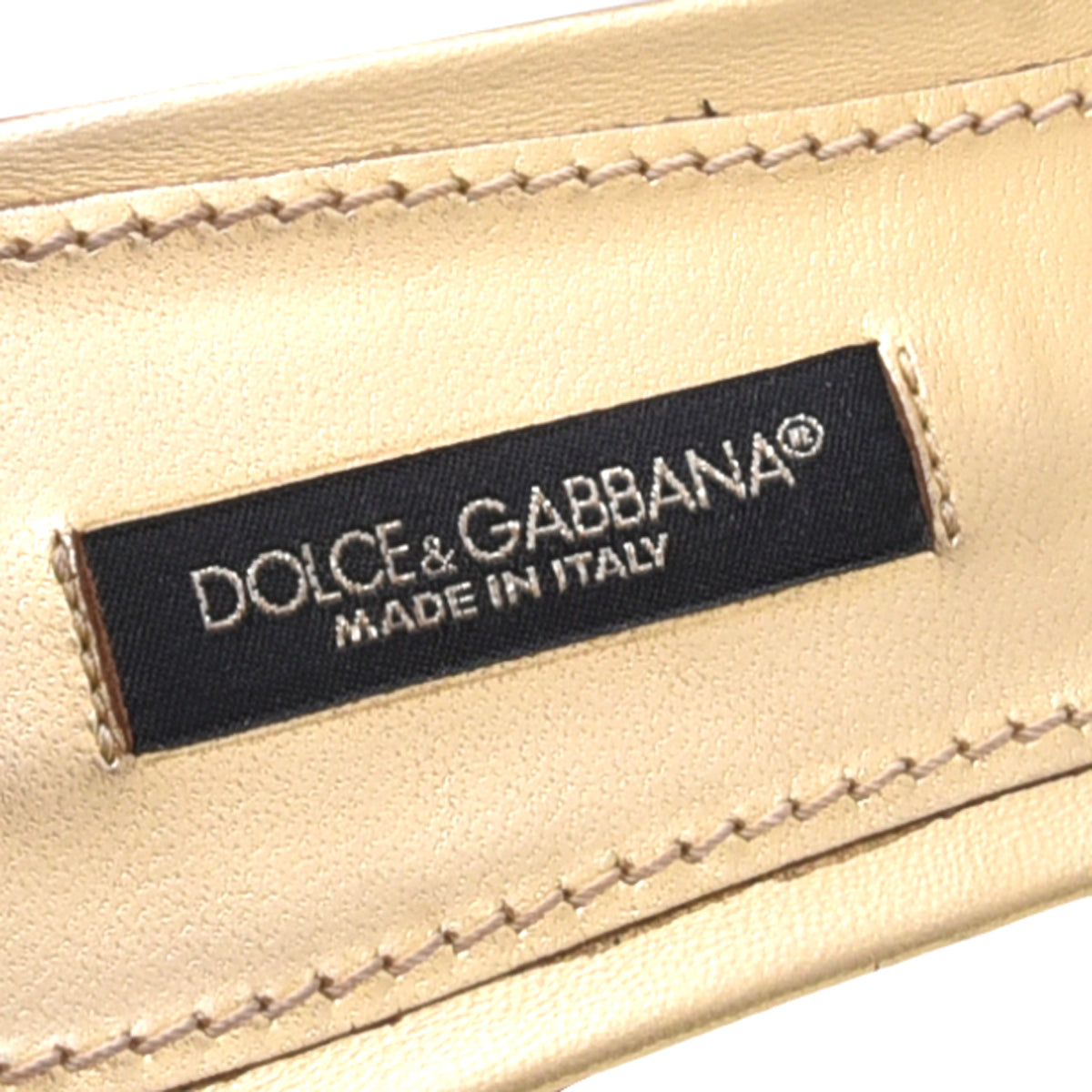 Dolce & Gabbana Metallic Gold Lace Bianca Flat Slides 36