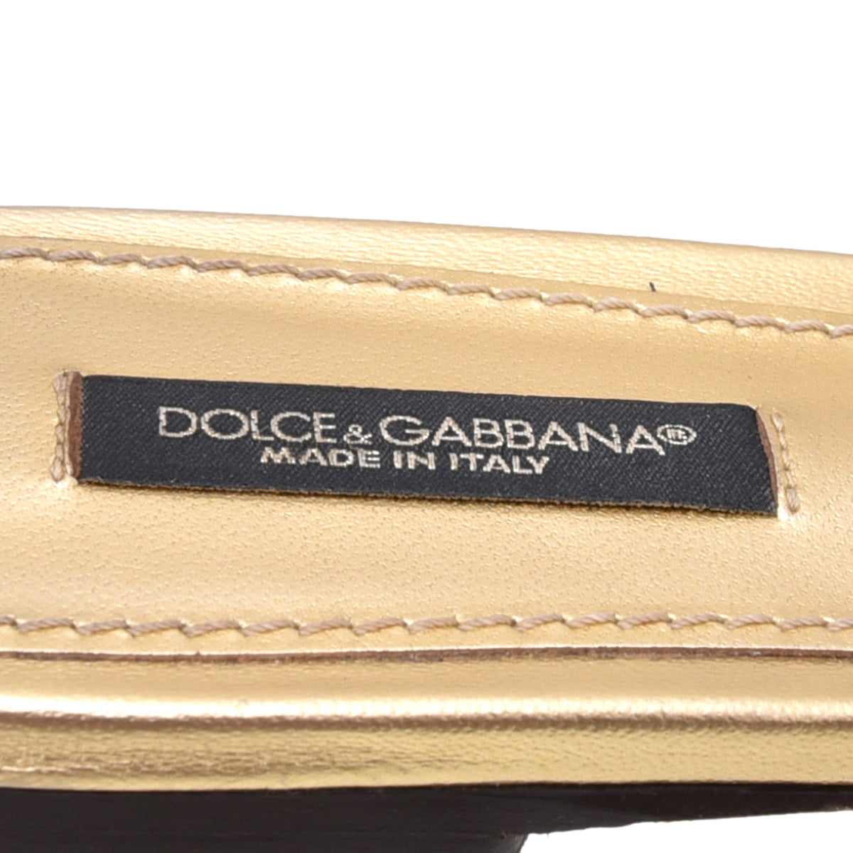 Dolce & Gabbana Metallic Gold Lace Bianca Flat Slides 36