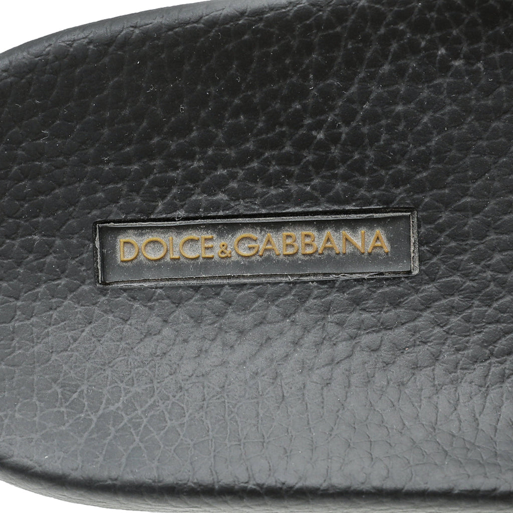 Dolce & Gabbana Black Velvet Luxury Hotel Slide Sandals 39