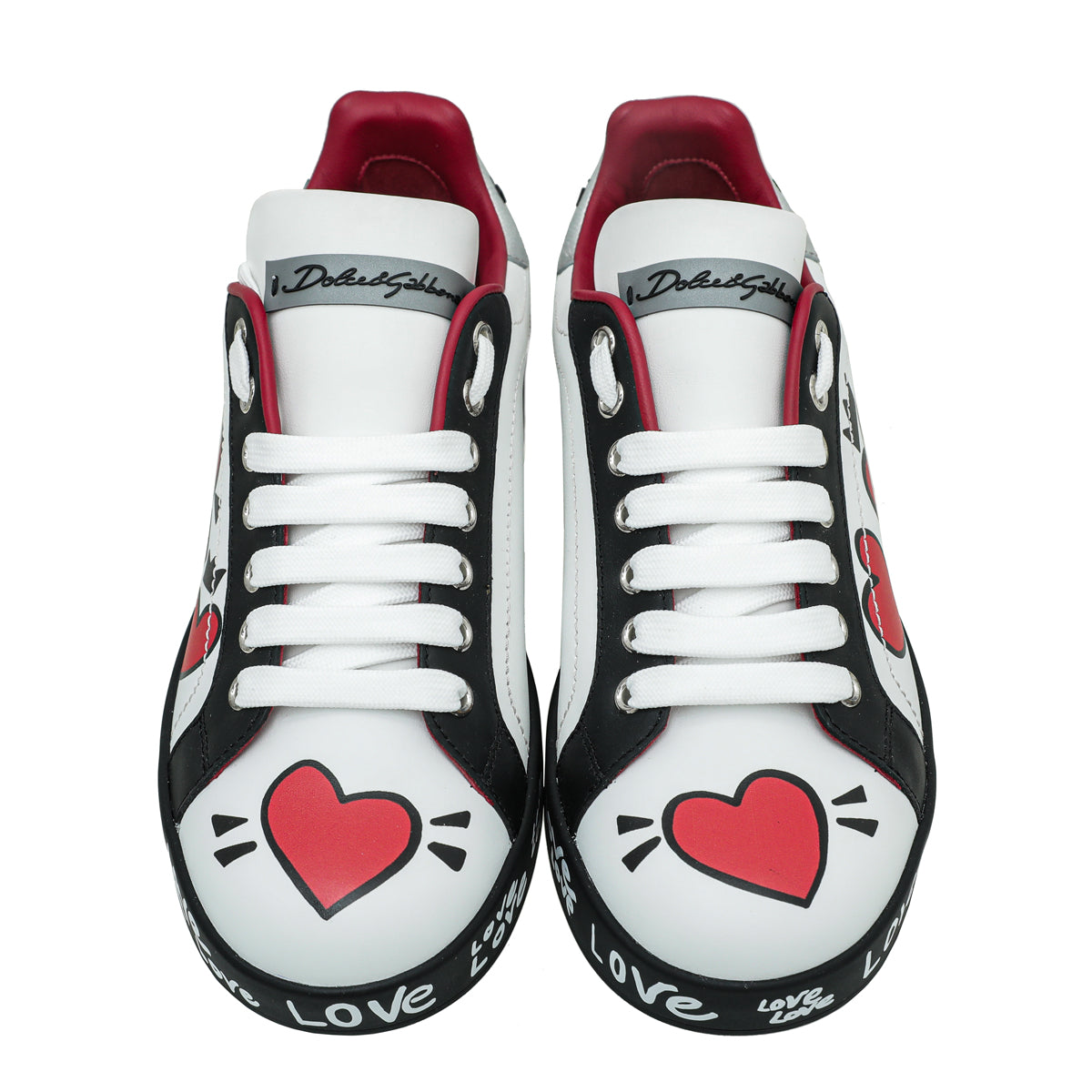 Dolce & Gabbana Multicolor Portofino Heart Print Low Top Sneakers 36.5
