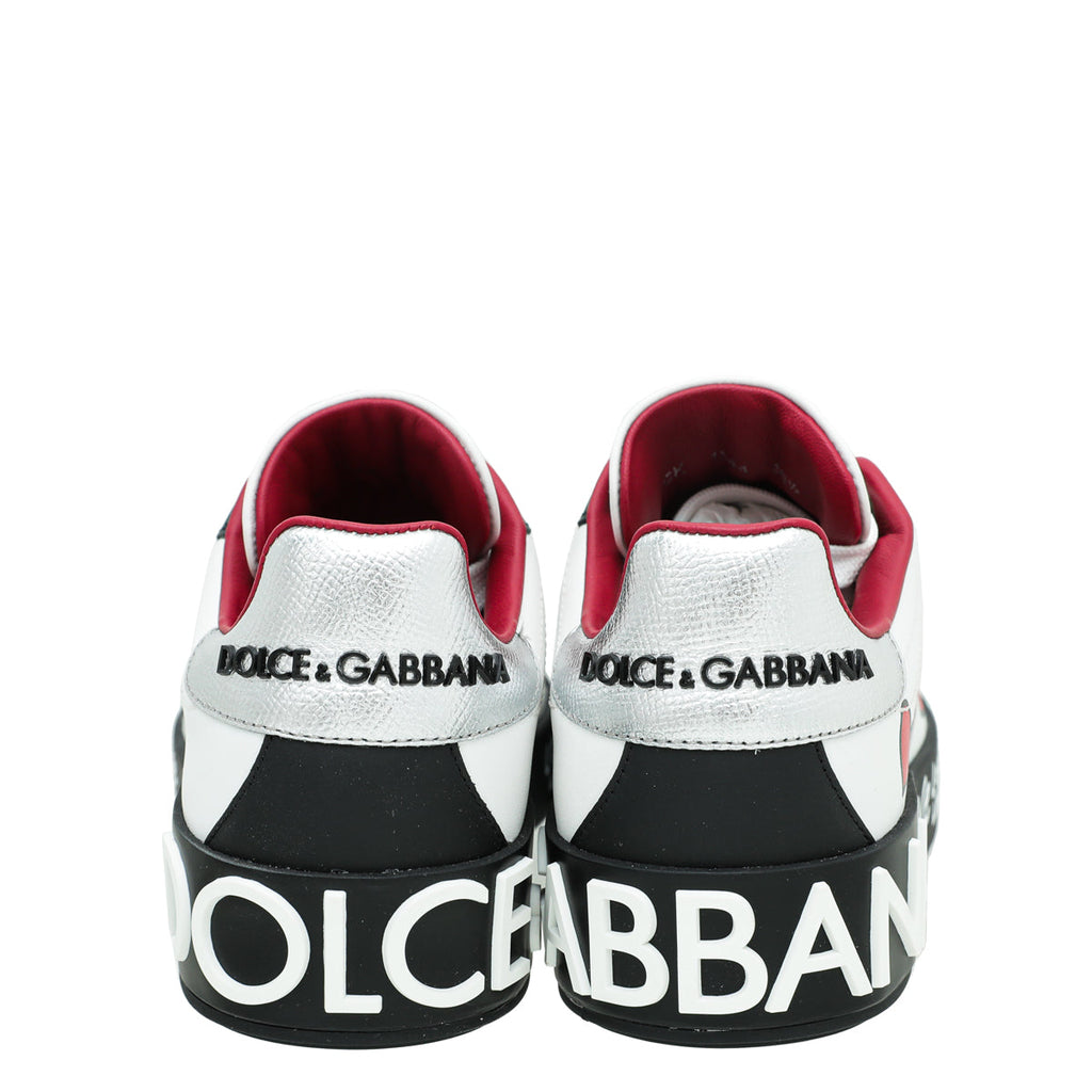 Dolce & Gabbana Multicolor Portofino Heart Print Low Top Sneakers 36.5