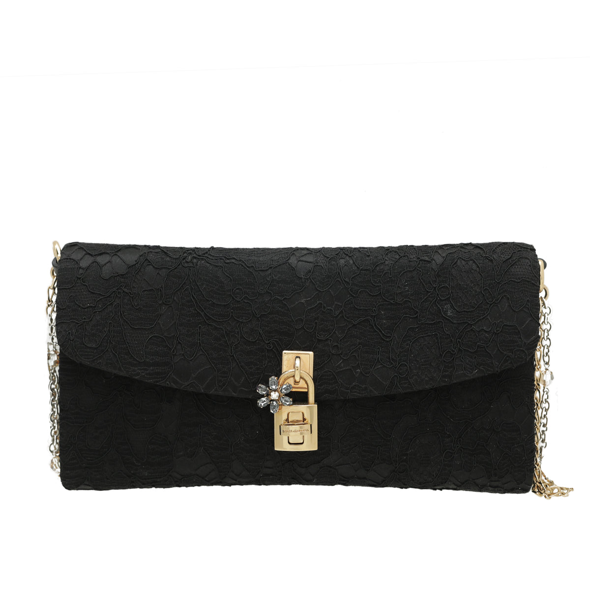 Dolce & Gabbana Black Lace Taormina Clutch Bag