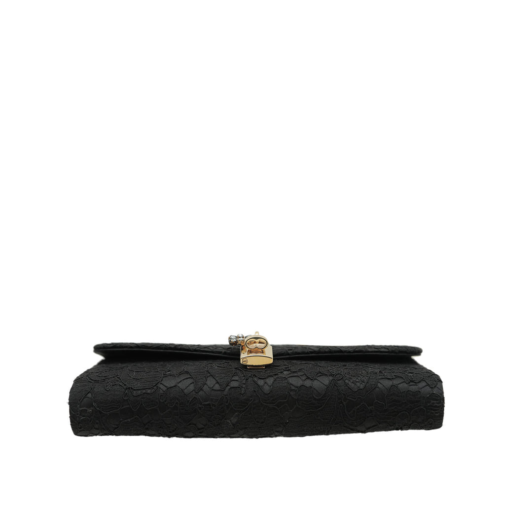 Dolce & Gabbana Black Lace Taormina Clutch Bag