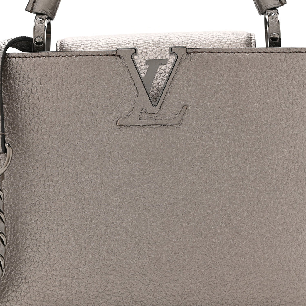 Metallic Calfskin Capucines BB Etain