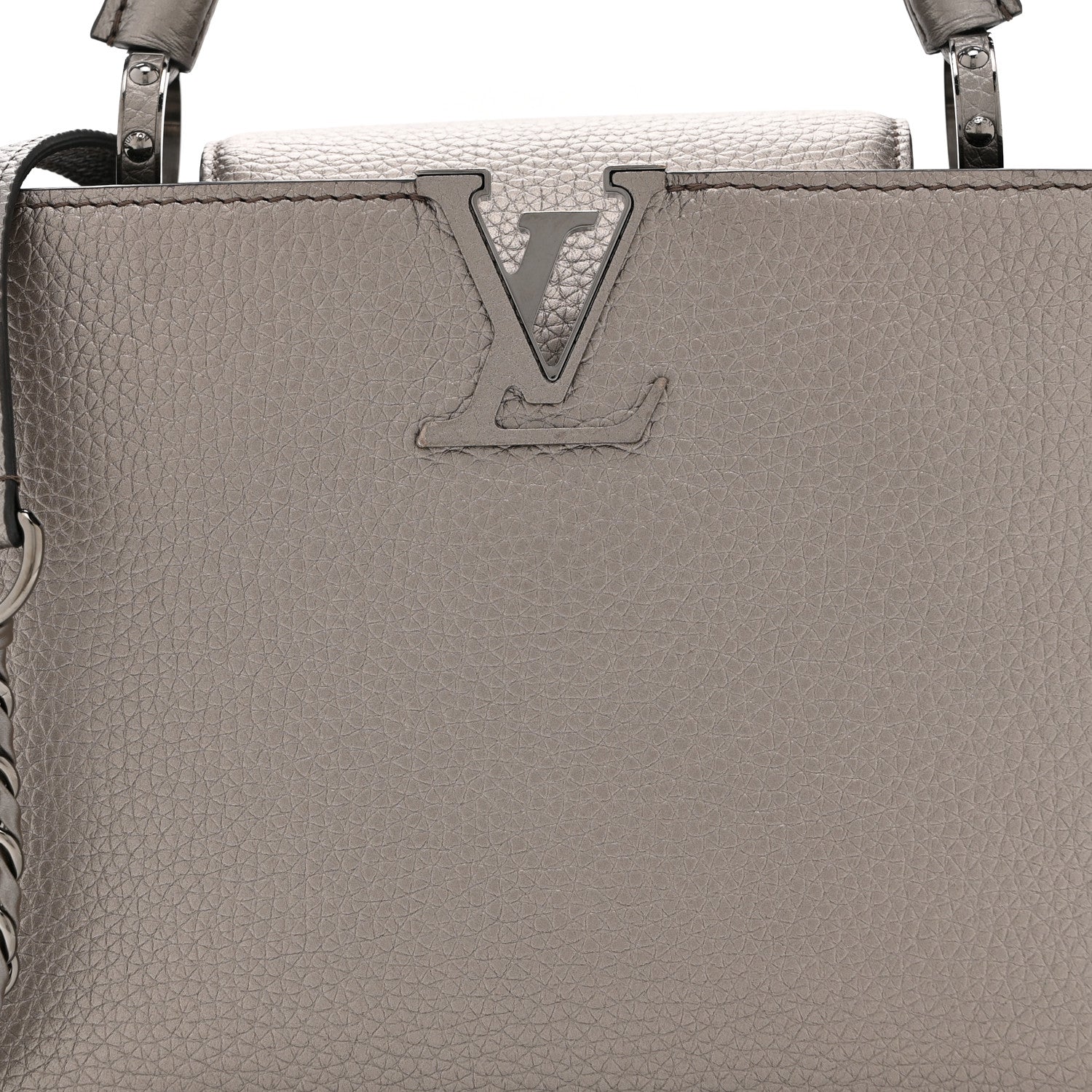 Metallic Calfskin Capucines BB Etain