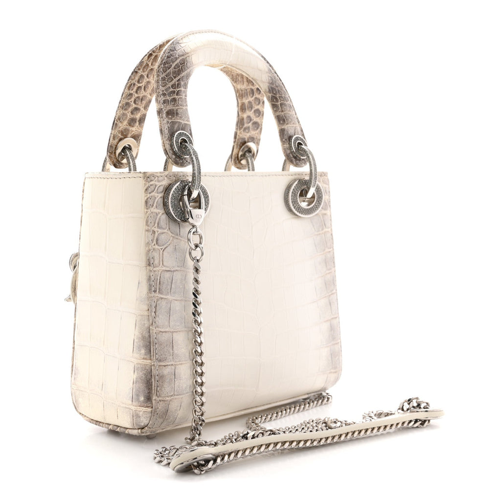 Niloticus Crocodile Himalaya Crystal Mini Lady Dior White