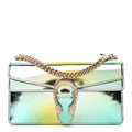 Piuma Shade Lux Mirrored Calfskin Small Dionysus Shoulder Bag Glacial Yellow Silver