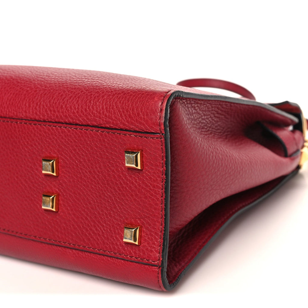 Grained Calfskin Medium My Rockstud Frame Bag Rosso Valentino